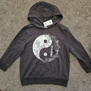 Girls NWT carters peace sign hoodie girls large size 10 gray yin yang